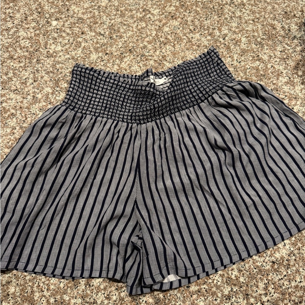Carve Designs High Waist Black and Gray Striped Shorts